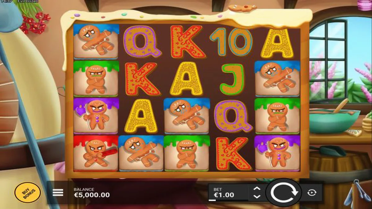 Tampilan visual slot Evil Dozen dengan tema rumah kue jahe yang menyeramkan